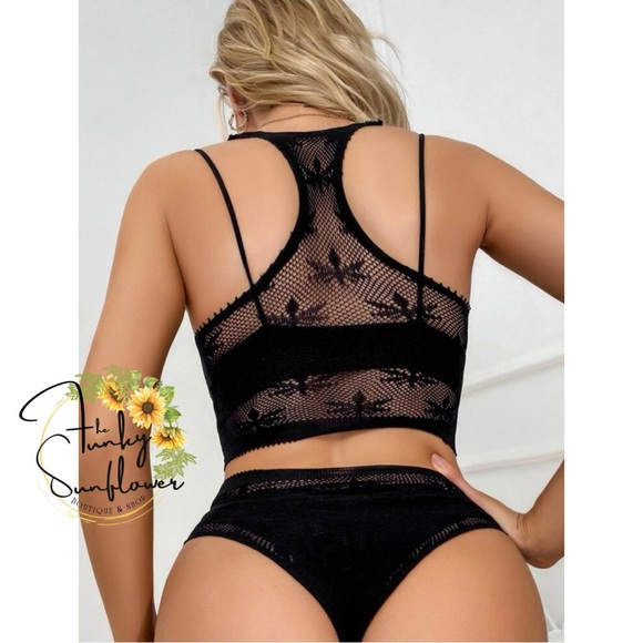 Leaf Plant Fishnet Lingerie Set - Picture 3 of 6